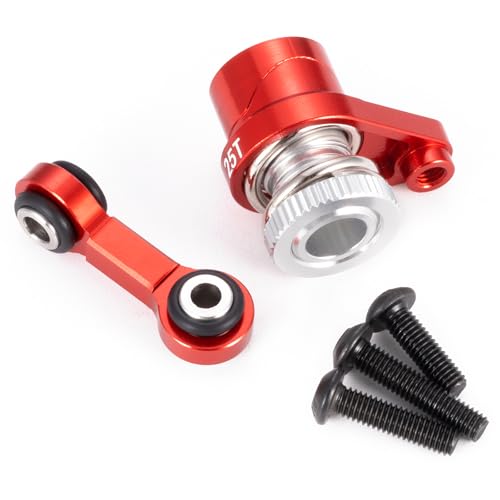 Fixed Link Steering 25T Servo Arm for Tra-xxas Mini Maxx 2S XRT | 1/16 RC Car Red Aluminum Upgrade Parts - color: Red
