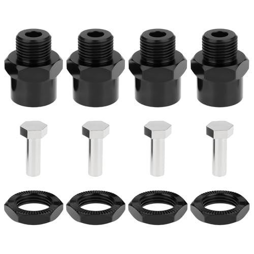 1 Set 12mm to 17mm Wheel Hex Hub Adapter Extension Conversion for 1/10 RC Car Upgrade Parts Black - color: Black
