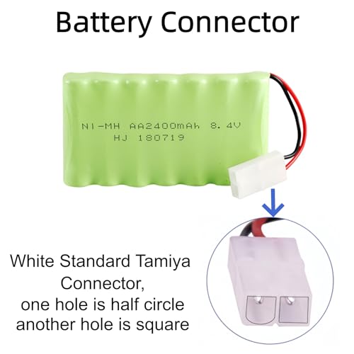 8.4V 2400mAh NiMH Battery Pack Rechargeable AA Battery with Standard Tamiya Connector for RC Car RC Truck Tank 1 Pack 8.4V Battery