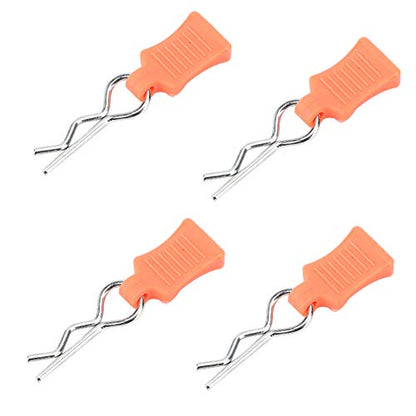 4pcs Universal RC Car Body Clips with Pull Tabs Pins for 1/8 1/10 /12 RC Car Shell Replacement Parts (Orange) - color: Orange