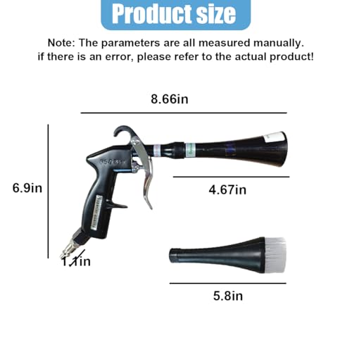 Tornado Car Cleaning Gun, High-Pressure Air Blow Gun with Nozzle & Dusting Brush, Auto Detailing Cleaner Kit for Car Quickly Blasts Dust Works with Air Compressor (Black)
