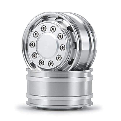 RC-Hub 2Pcs Aluminum Front Wheels Rim for 1/14 Tamiya Trailer Tractor Truck | Wheel Rim with Hex Hub,H*W 47*20mm,RC Upgrade Parts Replacement Accessories