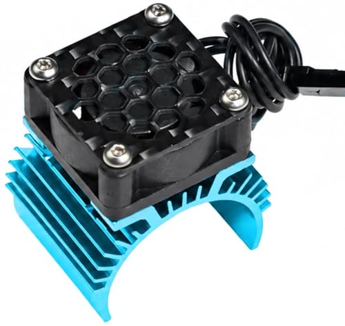 26mm 380 RC Motor Cooling Fan Heatsink Cooling Fan with JST Plug, 28000RPM High Speed Aluminum Alloy 380 390 Motors Heat Sink Cooler with Carbon Fiber Top Plate for 1/16 1/18 RC Car Sky Blue - color: Sky Blue, size: Single Fan