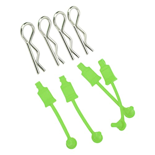 4 Set Car Clip Retainer Rc Car Body Shell Clip Retainers Steel Rubber Clips W Pull Tabs R Pins Universal Shell Replacement Parts for Remote Control Car Upgrade Part (Green) - color: Green