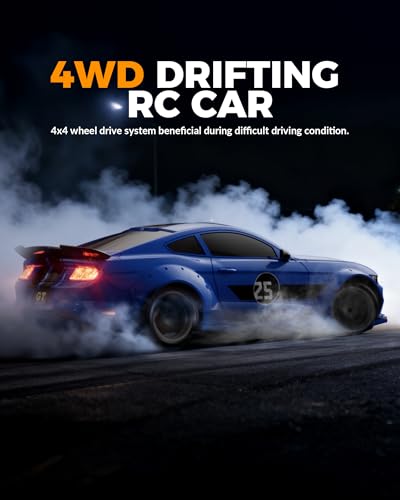 RACEN RC Drift Cars, 1:20 Remote Control Car for Adults Boys Girls Kid | 4WD, LED Light, 2.4GHz, 20KM/H, 2 Batteries, Drifting Tires, Racing Sport Toy Gift - color: Blue