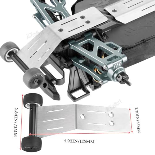 RC Upgrades Part for 1/16 (#107154-1) Mini Maxx 4WD,Tail Wheel/Skid Plate Stainless Steel Chassis/Protective Chassis Dirt Dust Resist Guard Cover/Mount Plate Motor Fixing Mount,Black - color: Black-(for 1/16）