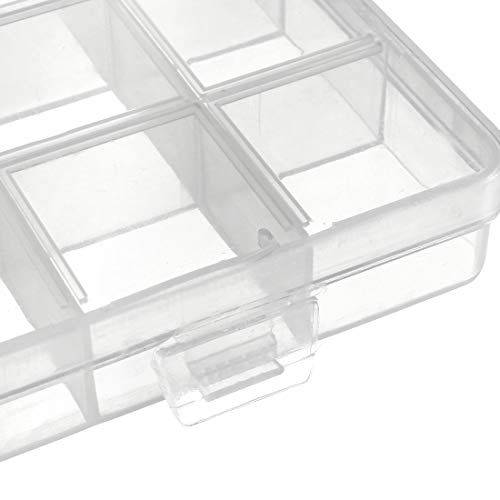 uxcell Component Storage Box - PP Fixed 24 Grids Electronic Component Containers Tool Boxes Clear White 193x132x22mm