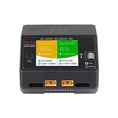 HOTA D6 Pro Lipo Charger AC200W DC650W 15A for LiHv Nicd NiMH Lipo Battery with Balance Phone Wireless Charging RC Car Drone Parts