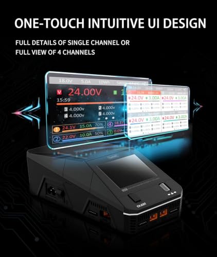 New ToolkitRC Q6AC Multi-Functions Charger with IPS Highlighted Display Screen AC 400W/DC 1000W 4CH Output Built-in 65W for for LiPo NiMH PB Battery