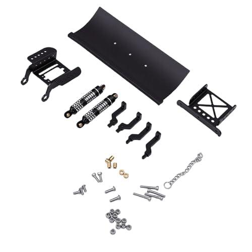 1/18 RC Metal Snow Plow, Alloy Replacement Snow Plow, Hydraulic Damping for RC Crawler Car with Shock Absorption for Winter Scenes & Obstacle Clearing (Black) - color: Black
