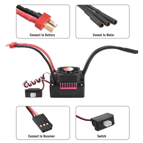 Surpass Hobby F540 4370KV Motor 45A ESC Combo for 1/10 RC Trucks | F540 brushless motor with waterproof ESC, CNC aluminum motor housing multi safety protection - size: 4370KV