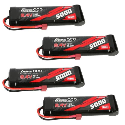 Gens ace 8.4V 5000mAh Ni-MH Battery Flat Style with T Plug(4Pcs) - size: 4Pcs