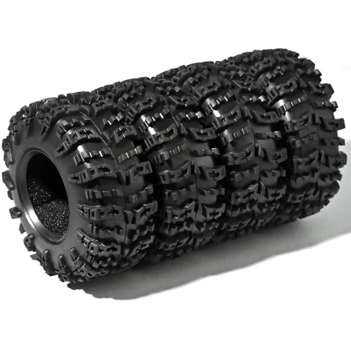 1.3 Tires for SCX24 & TRX4M 63.2 26.7mm RC Crawler Tires Upgrades with Foam Inserts Compatible with Traxxas Axial 1/18 1/24 Scale RC Cars Aggressive Mud Terrain Swamp Claw Design - size: 1.3-66mm-mzt