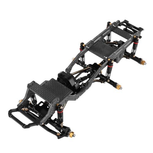 LCG 6x6 8×8 Carbon Fiber Chassis Frame with Metal Axles for 1/24 RC Crawler Car Axial SCX24 Refit Kit (6x6 Black) - color: 6x6 Black
