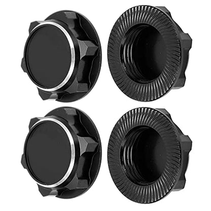 17mm Hex Wheel Nuts, 4pcs Aluminum Alloy 17mm Self Lock Hex Wheel Nuts Adapter Dustproof Caps for 1/8 RC Car Track Wheel Rims (Black) - color: Black