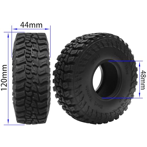 ShareGoo 4Pcs RC 1.9 Crawler Tires 1.9inch Rubber Tire 120x44mm w/Foam Inserts Compatible with Axial SCX10 II III Traxxas TRX4 Redcat Gen8 Gen7 1/10 RC Crawler Car (Style 1) - style: Style 1