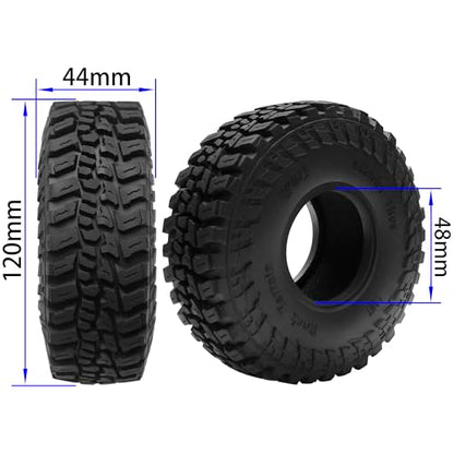 ShareGoo 4Pcs RC 1.9 Crawler Tires 1.9inch Rubber Tire 120x44mm w/Foam Inserts Compatible with Axial SCX10 II III Traxxas TRX4 Redcat Gen8 Gen7 1/10 RC Crawler Car (Style 1) - style: Style 1