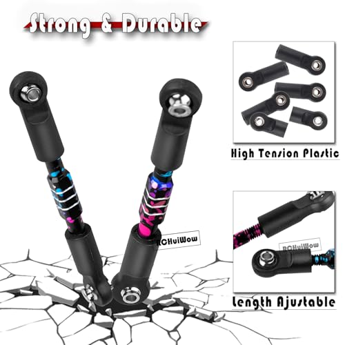RC Alloy Turnbuckles Camber Links Upgrades Part for 1/10 Slash 4WD(VXL),Rustler 4WD(VXL),Stampede 4WD(VXL),Bandit 4WD(VXL),Hoss 4WD(VXL) Adjustable Tie Rods & Turnbuckles Hops Up,Rainbow - color: Rainbow-1set