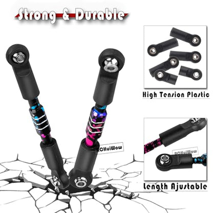 RC Alloy Turnbuckles Camber Links Upgrades Part for 1/10 Slash 4WD(VXL),Rustler 4WD(VXL),Stampede 4WD(VXL),Bandit 4WD(VXL),Hoss 4WD(VXL) Adjustable Tie Rods & Turnbuckles Hops Up,Rainbow - color: Rainbow-1set