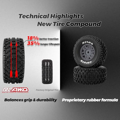 RCAWD Mojave Grom & 1/16 Slash 4X4 Pre-Glued Wheel Tire Sets, Balance Grip & Durability Nylon Rubber 12mm Hex Adapter 4mm for Traxxas & ARRMA Upgrade Parts All Terrain Adaptation 4pcs White - color: White