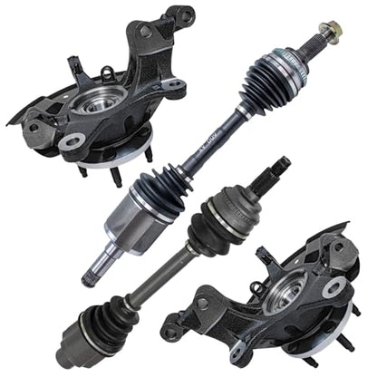 Detroit Axle - AWD Front 4pc Steering Knuckles Kit for 07-10 Ford Edge | Lincoln MKX, 2 CV Axles 2 Steering Knuckles & Wheel Bearing Hubs 2007 2008 2009 2010 Replacement - size: 4UX50468/Kit