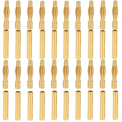 20 Pairs Gold-Plated 2MM 2.0MM Banana Plug Bullet Male and Female Connector Adapter for RC Lipo Battery ESC Motors (2.0MM) - size: 20 Pairs 2.0MM