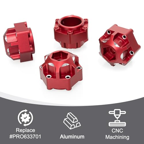 Hex Adapters for 1/10 Pro-Line Racing 6x30 to 12mm PRO633701 PL28 MX28 | 17.5mm Thickness, Aluminum Wheel Hex Hub Adapter Upgrade Parts, Red - color: Red 12mm