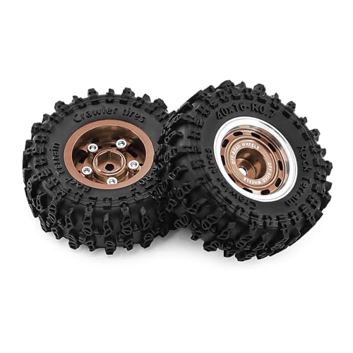 0.7 Inch RC Crawler Tires and Wheels Set 40×16mm for 1/30 Scale Axial SCX30 (Bronze) - color: Bronze