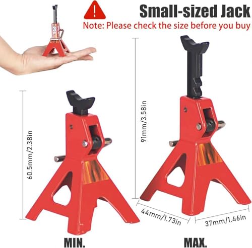 2-Pack Adjustable Metal RC Jack Stands, 3 Ton Repairing Tool Height 60.5-91mm Support Stands for 1/8 1/10 1/12 Scale TRX-4 Axial SCX10 Wraith Tamiya CC01 RC4WD D90 RC Car Repair Display - size: Small 2Pcs