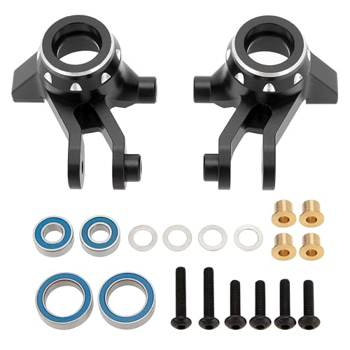 MEUS Racing Aluminum Steering Knuckles C-Hub Stub Axle Carrier Kit for Traxxas 1/16 Mini Maxx Upgrade Parts #10736,10752 (Black) - color: Black