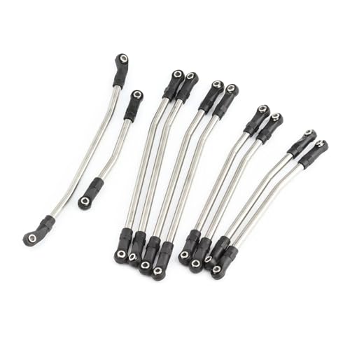 RC car Components Compatible with Axial for SCX10 for SCX10 II 90046 1/10 RC Crawler Car Upgrade Parts Metal Link Set Steering Rod End Kit(313mm) - size: 313mm