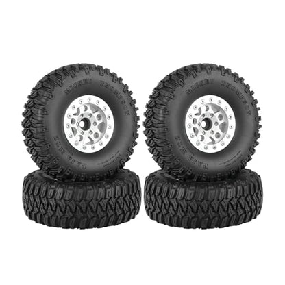 4PCS 1.55 Inch Aluminum Alloy 5Spoke Beadlock Wheel Rim Tyre and 95mm Rubber Tires Set for 1/10 RC Rock Crawler Car Upgrade Parts for Tamiya Axial AX90069 D90 TF2 CC01 LC70 (Silver) - color: Silver