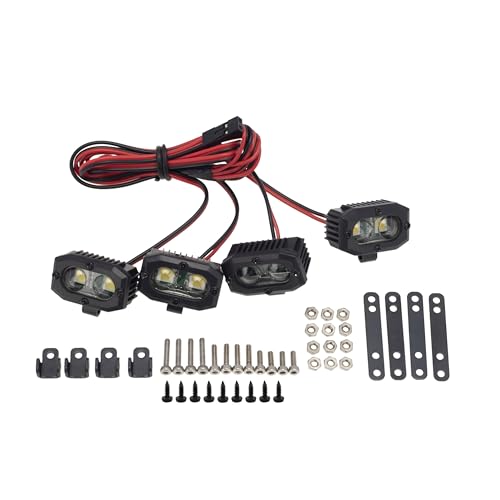 RC Crawler LED Light Kit - Bumper & Headlights for 1/10 Scale Trx4, Trx6, Scx10, Wraith, Redcat Gen 8 - IP67 Waterproof Off-Road Upgrade Accessories