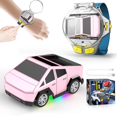 Watch Remote Control Car Toy, 2.4 GHz Mini RC Cars Watch Toy with LED Lights USB Charging Wrist Controlled Small Racing Car Interactive Game Toys for Kids Boy Girl Birthday Christmas