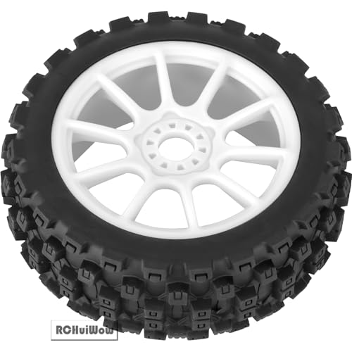 RC Buggy Tires 17mm Hex Wheels and Tires for 1/8 Scale Car Typhon 3S 6S,HSP Off-Road,Kyosho MP10,1/8 Scale RC Buggy Wheels & Rubber Tires,White - color: White(4pcs)