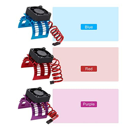 GoolRC Aluminum Alloy Motor Heatsink Cover with Cooling Fan for 3650 Brushless Motor Compatible with WLtoys A959-B A979-B 144001 124019 1/12 /14 RC Car (Red)