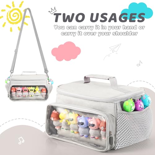 PISOSN Portable Carrying Case Compatible with Toniebox Starter Set and Tonies Figurines, Carrying Bag for Toniebox 2 & Accessories (Gray) - color: Gray