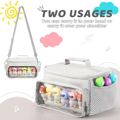 PISOSN Portable Carrying Case Compatible with Toniebox Starter Set and Tonies Figurines, Carrying Bag for Toniebox 2 & Accessories (Gray) - color: Gray