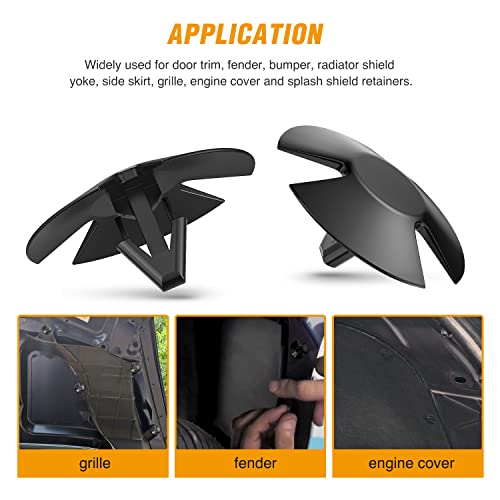 GOOACC 100Pcs Hood Insulation Retainer Clips OEM Replacement -#4878883AA | Compatible with Jeep Grand Cherokee Dodge Ram Chrysler Plymouth, with 1PC Fastener Remover - color: 100Pcs Clips +Remover