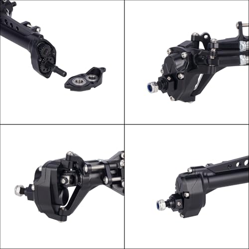 Vanquish F10 Portal Axles, 1/10 RC Aluminum CNC Complete F10 Front & Rear Axles with CNC Machined High Strength Steel Gears for 1/10 RC Crawler Vanquish VS4-10 Axial SCX10 II Upgrades (Black) - color: Black