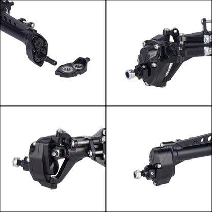 Vanquish F10 Portal Axles, 1/10 RC Aluminum CNC Complete F10 Front & Rear Axles with CNC Machined High Strength Steel Gears for 1/10 RC Crawler Vanquish VS4-10 Axial SCX10 II Upgrades (Black) - color: Black