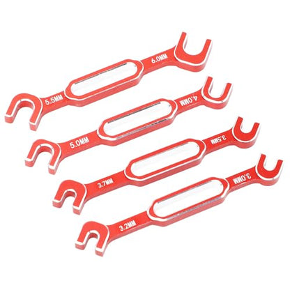 RC Car Repair Wrench Set, 4 Piece Aluminum Alloy Tool Kit, 3.0-6.0mm Adjustable Ball Joint and Pull Rod Wrenches for Remote Control Vehicle Maintenance - color: Red