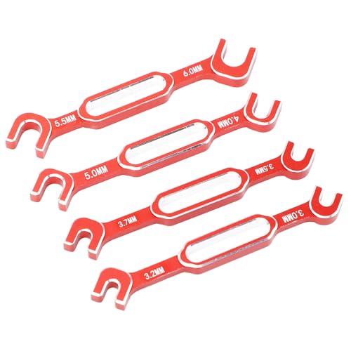 4PCS RC Car Wrenches, Aluminum Alloy Turnbuckle Nut Ball Joint Remover with 6.0mm Specifications, for RC Crawler Car Drift RV Repair and Maintenance (Red) - color: Red