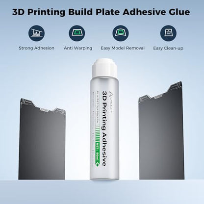 Creality Offfical 3D Printing Build Plate Adhesive Glue for Hot Bed,Strong Grip Reduce Warping for ABS/ASA/PLA/PETG/TPU Filament on Various Build Plate,80ML - style: Adhesive Glue