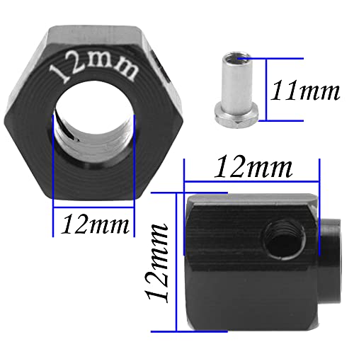 ShareGoo Aluminum RC 12mm Hex Extended Wheel Hex Hub Extension 12mm Offset Spacers Compatible with Traxxas TRX4 TRX6 1/10 RC Crawler (12mm, Black) - color: Black, size: 12mm