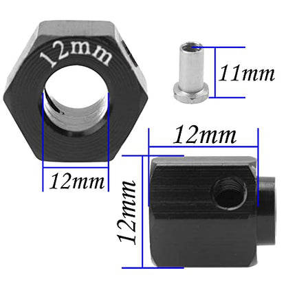ShareGoo Aluminum RC 12mm Hex Extended Wheel Hex Hub Extension 12mm Offset Spacers Compatible with Traxxas TRX4 TRX6 1/10 RC Crawler (12mm, Black) - color: Black, size: 12mm