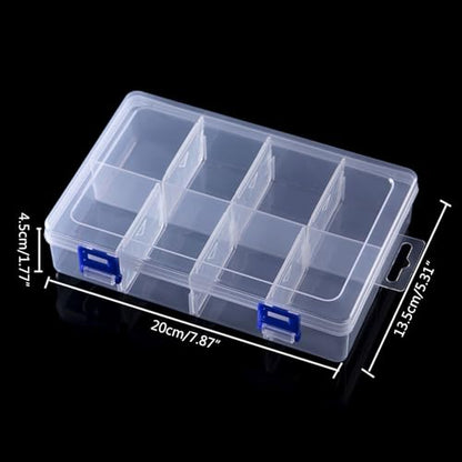 Tool box hardware organizer, small parts storage box. Portable plastic toolbox with detachable partitions. Stackable hardware storage boxes.