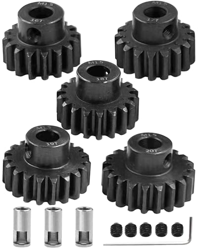 M1.5 8mm Pinion Gear Set Upgrades Parts for 1/5 RC Car Brushed Brushless Motor,Steel 5PCS Mod 1.5 16T 17T 18T 19T 20T 8mm Shaft Motor Gear Set Hops Up - style: M1.5(16T&17T&18T&19T&20T)