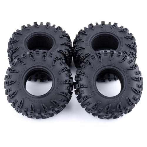 1.3" RC Crawler Tires with Foam Insert for 1/18 TRX4M 1/24 SCX24 | 1/18 1/24 Soft Rubber Mud Grappler Wheels Tyres OD 70mm/2.76inch 1.3" All Terrain TiresRC Crawler Car Upgrade (Black A) - color: Black a