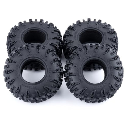 RCHUBAM 4Pcs 1.3" Rubber Wheel Tires for 1/18 TRX4M 1/24 SCX24 | H & W 70 * 27mm,1.3" Large RC Mud Tires,RC Upgrade Parts - color: Black B